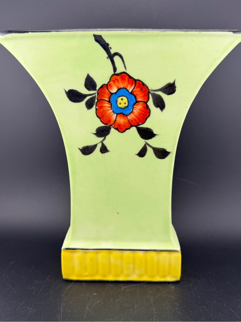 VTG 1930s Trico China Nagoya Japan Hand Decorated Art Deco Fan Flower Vase